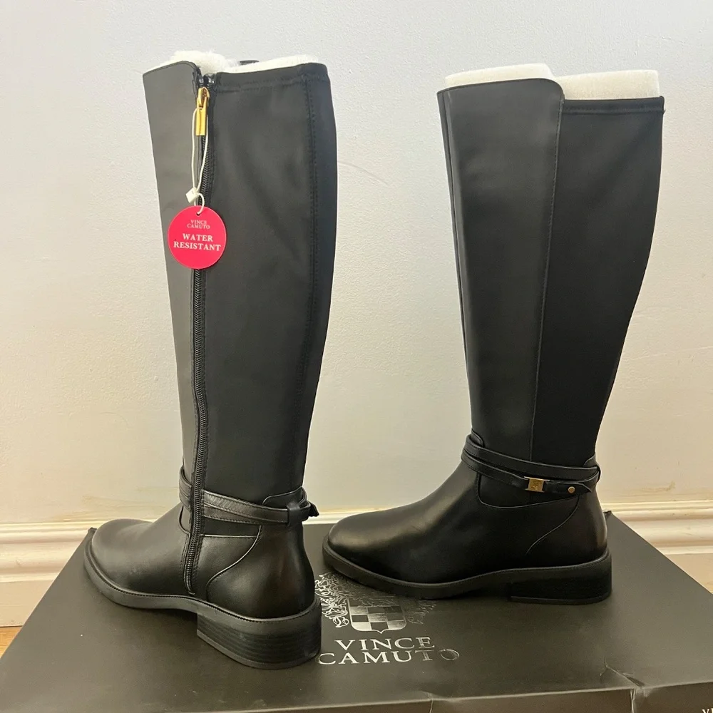 Vince Camuto Leather Boho Coquette Great 4 Riding, 9 wide calf Tall, WATER RESIS